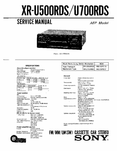 SONY XR-U500RDS, XR-U700RDS service manual